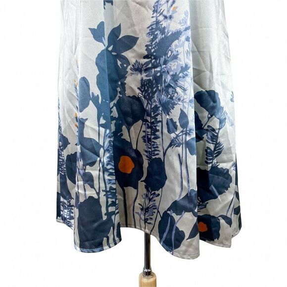 BCBGMaxazria Dress Size Small Women's Short Sleeve Satin Floral‎ Painted Midi - Picture 4 of 5